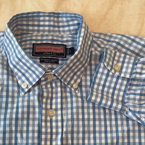 Murray Shirt 100% Cotton Light & Medium Blue Gingham Long Sleeve